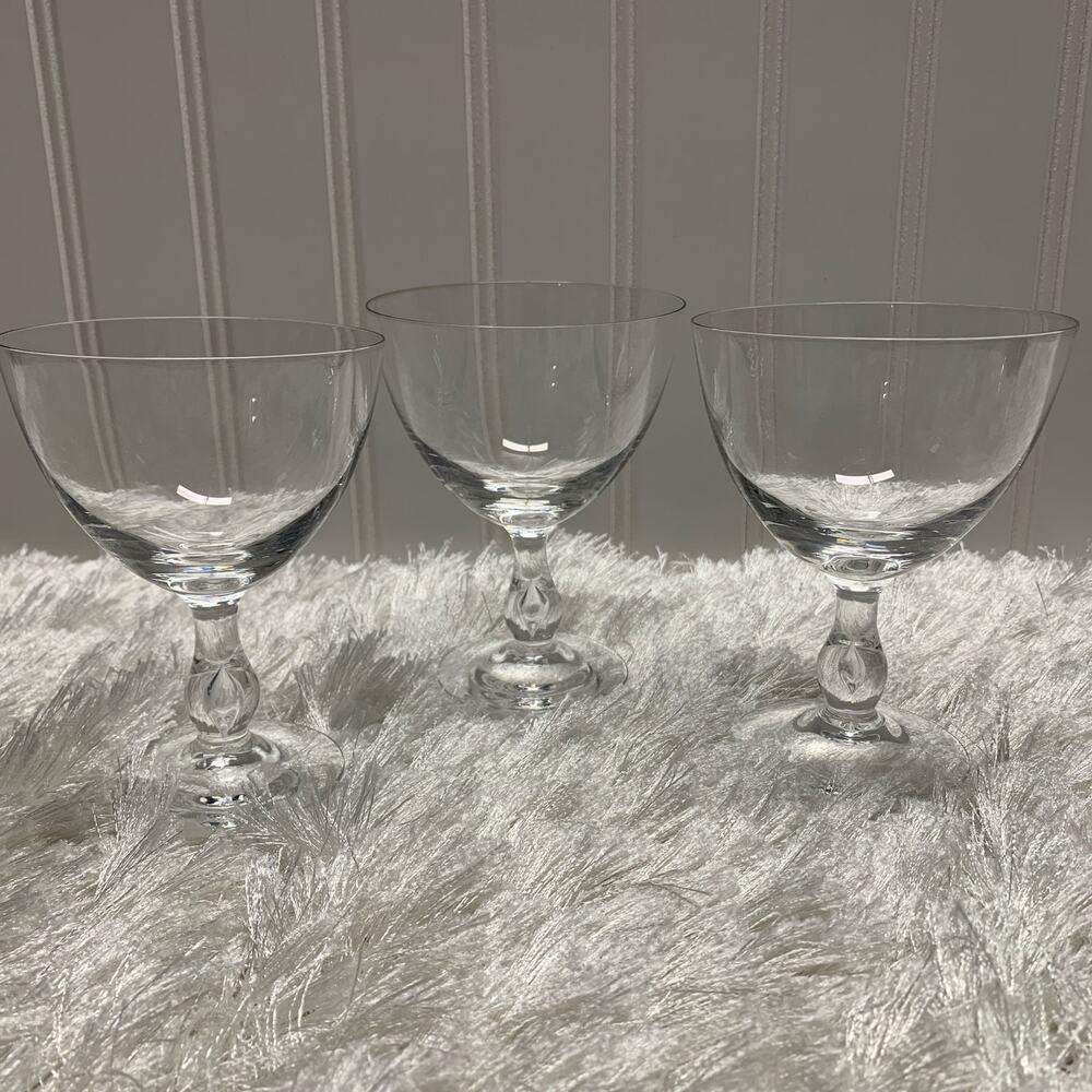 Set 3 Vintage Blown Crystal Glasses 4.75" x 3.5" diameter Top